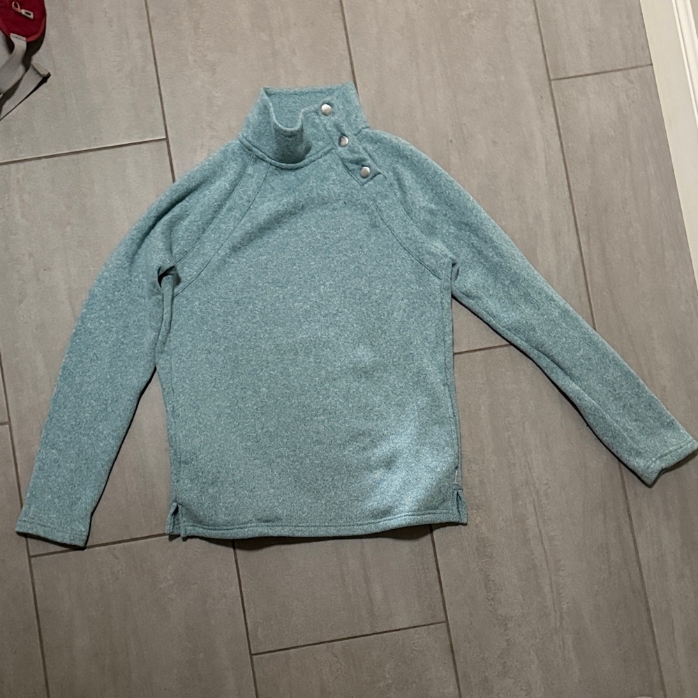 Eddie Bauer Teal Button-Shoulder Turtleneck Pullover